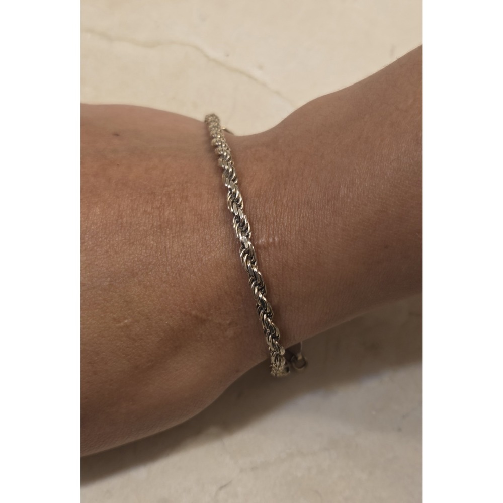 Vintage Italian Sterling Silver 8" Rope Bracelet Italy 925